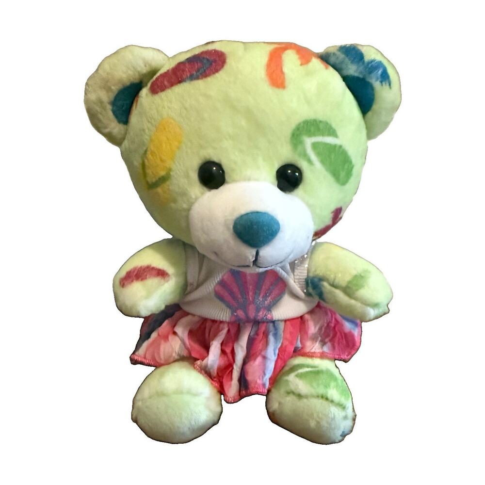 Build-A-Bear Smallfrys Green Flip Flop Tropical Beach Bear Mini Plush w/Outfit